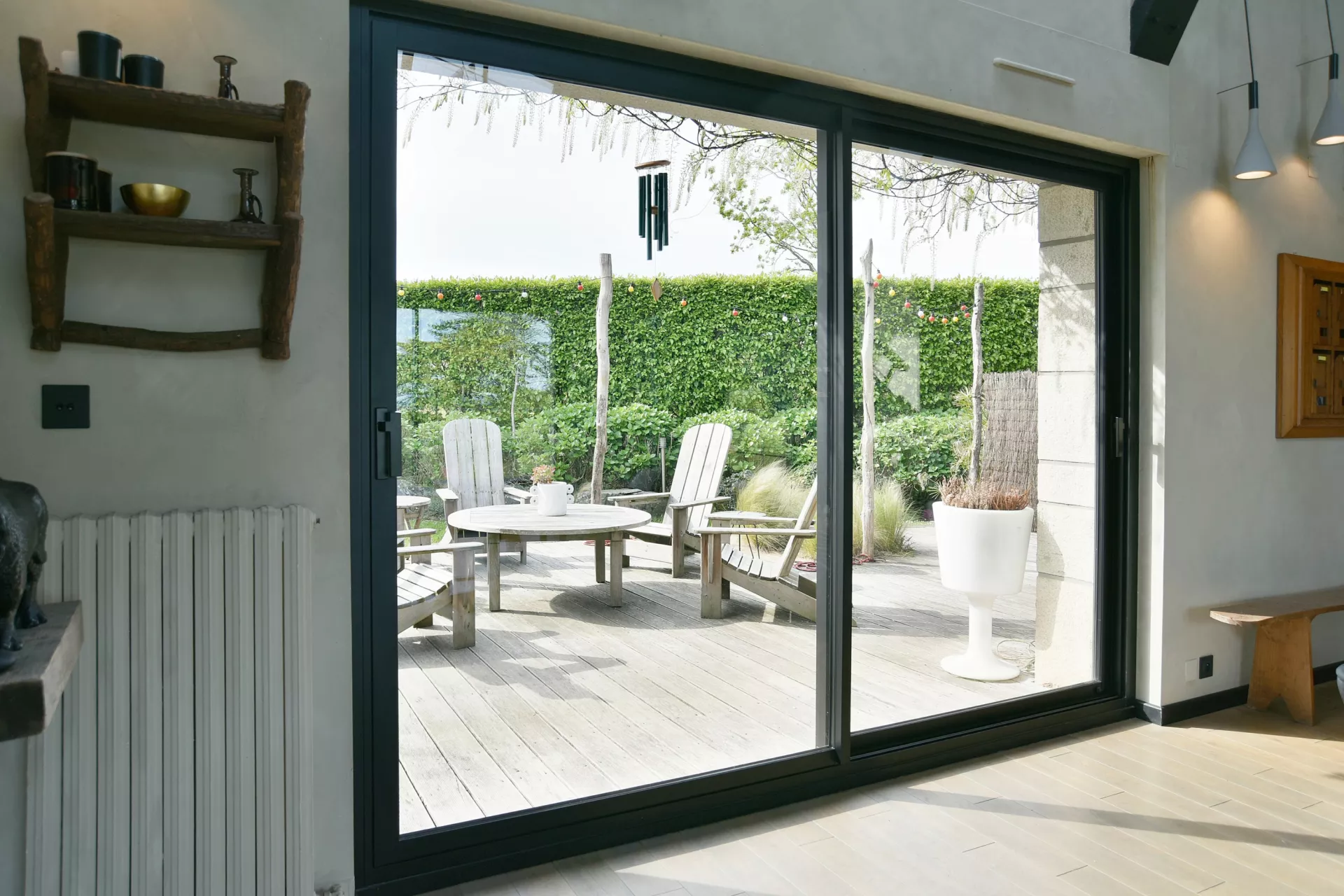 Coulissant aluminium noir RAL 9005 à Pléneuf Val André 22370